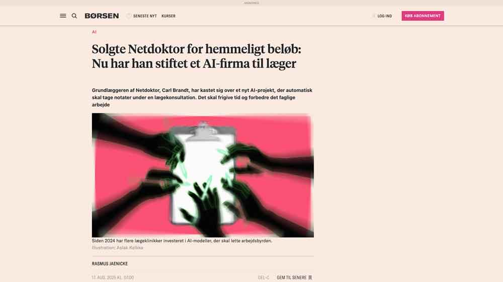 Solgte Netdoktor for hemmeligt beløb: Nu har han stiftet et AI-firma til læger