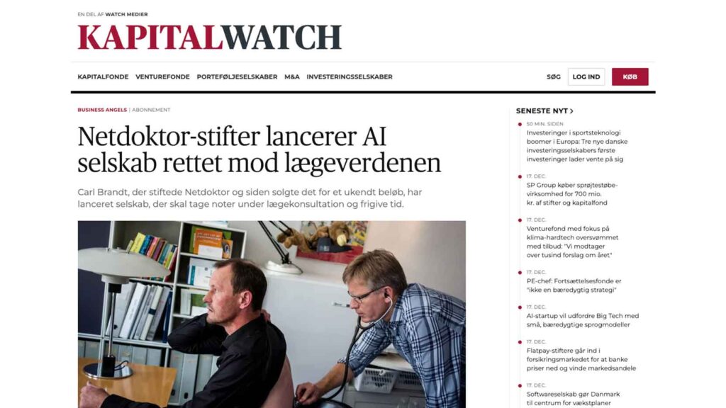 Netdoktor-stifter lancerer AI selskab rettet mod lægeverdenen