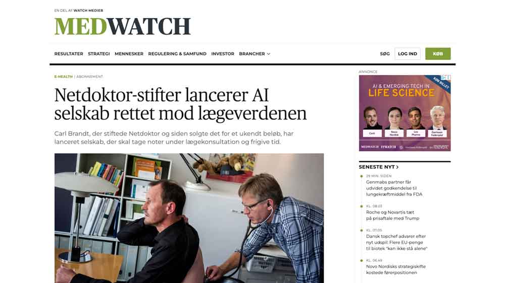 Netdoktor-stifter lancerer AI selskab rettet mod lægeverdenen